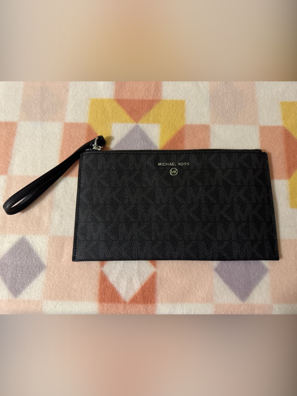 Michael Kors Black Logo-Print Wristlet-EUC